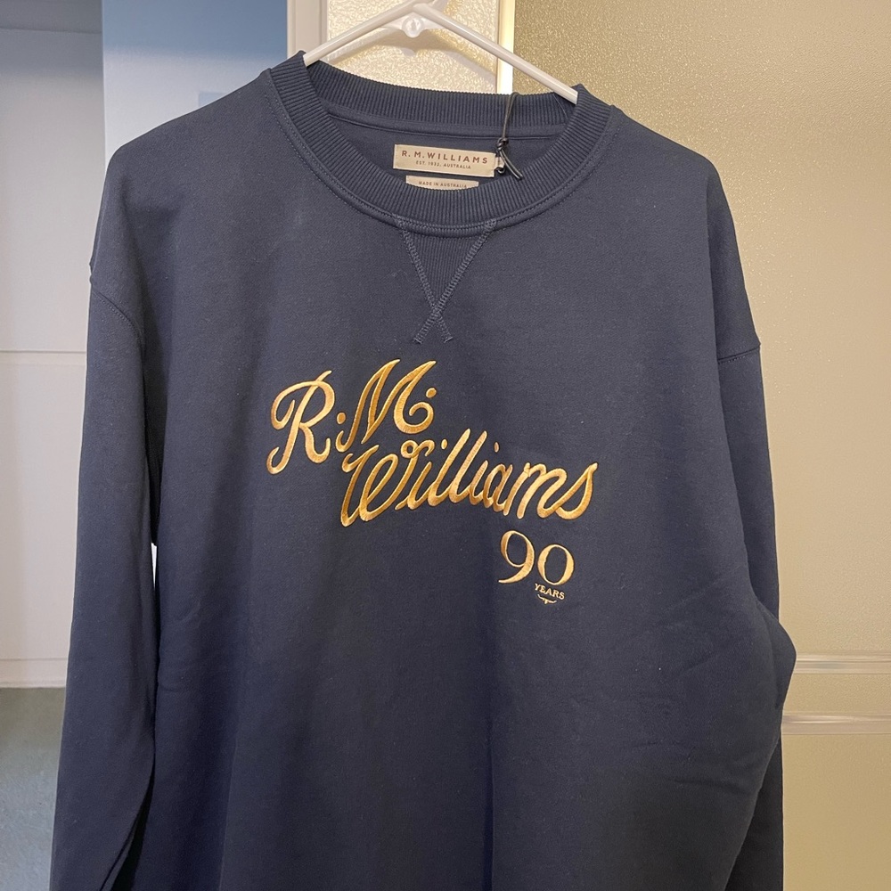 Men’s RM Williams 90th Anniversary Navy Sweatshirt NWT MSRP $170 Extra Large